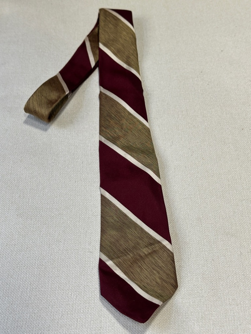 Vintage Christian Dior Silk tie diagonal regimental striped burgundy gold 55”